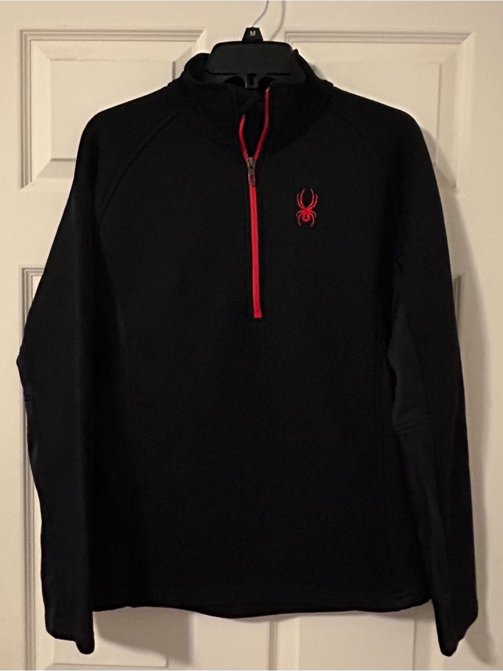 “READ” Spyder Men's Black Half-Zip Pullover with Red Trim size M